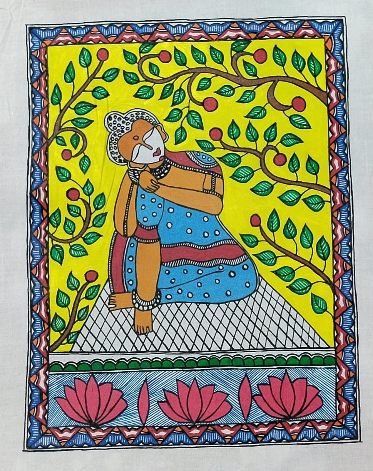 Madhubani Painting – Meditating Buddha